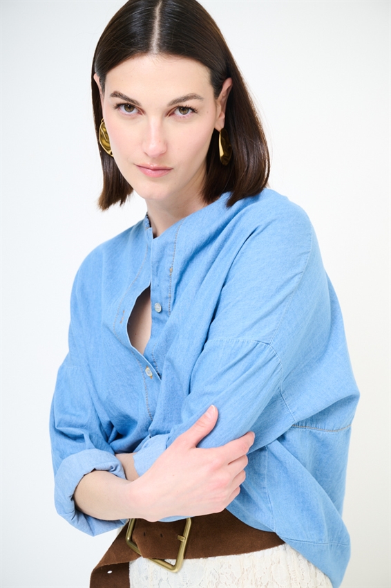CAMICIA OVER OVETTO IN DENIM STONE