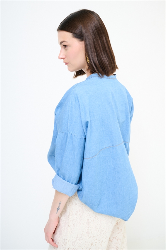 CAMICIA OVER OVETTO IN DENIM STONE