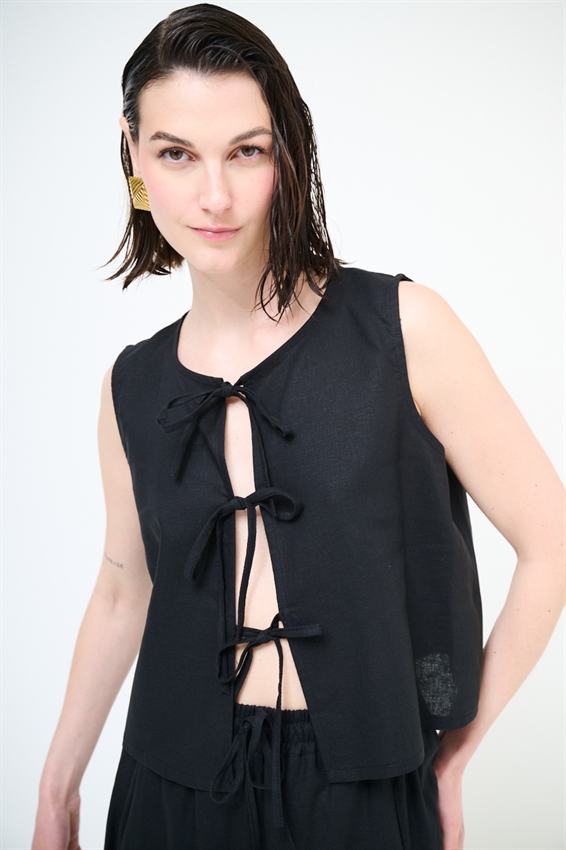 GILET VISCOSA/LINO CON LACCINI