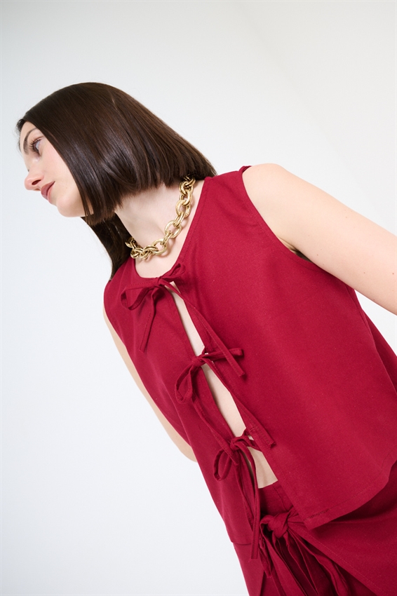 GILET VISCOSA/LINO CON LACCINI