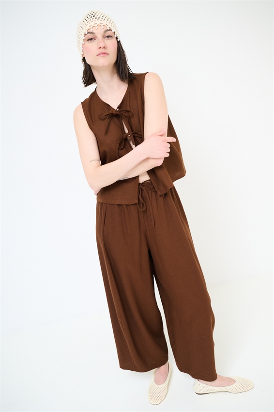 GILET VISCOSA/LINO CON LACCINI