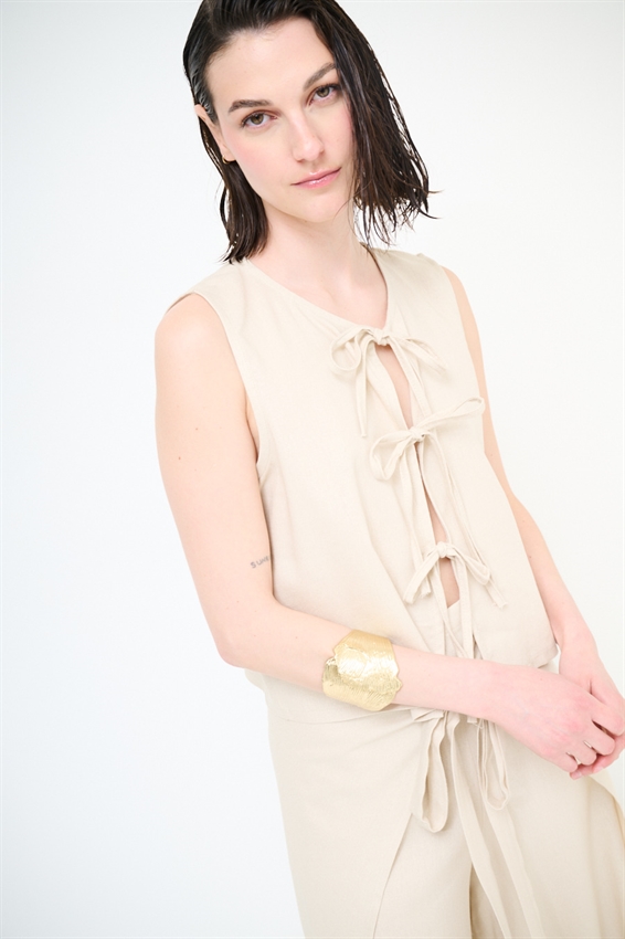 GILET VISCOSA/LINO CON LACCINI