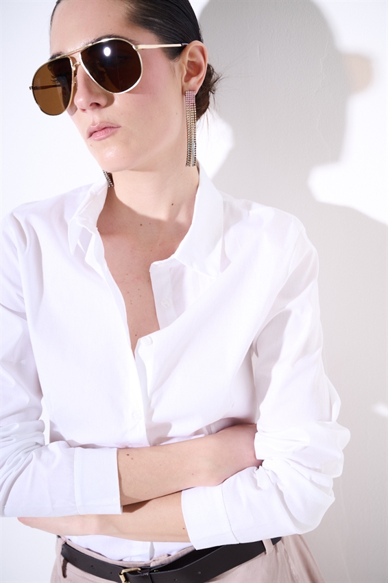 CAMICIA SLIM CON PINCE POPELINE BIANCO