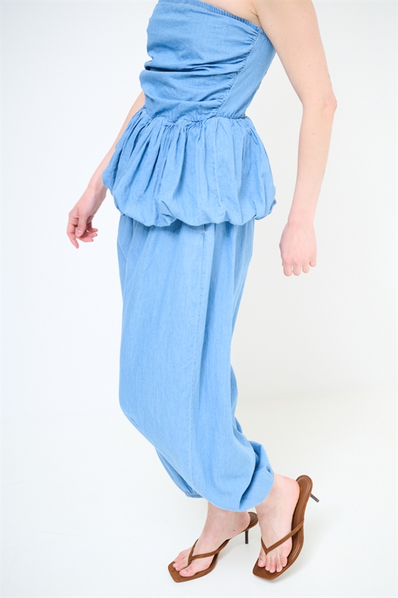 PANTA BALLOON IN DENIM CON ELASTICI