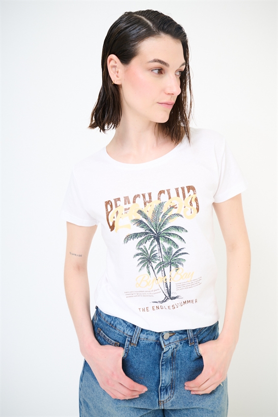T-SHIRT SLIM CON STAMPA BEACH CLUB PALMA