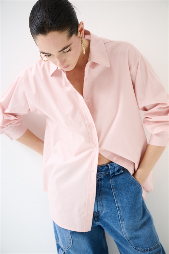 CAMICIA OVERSIZE POPELINE ROSA