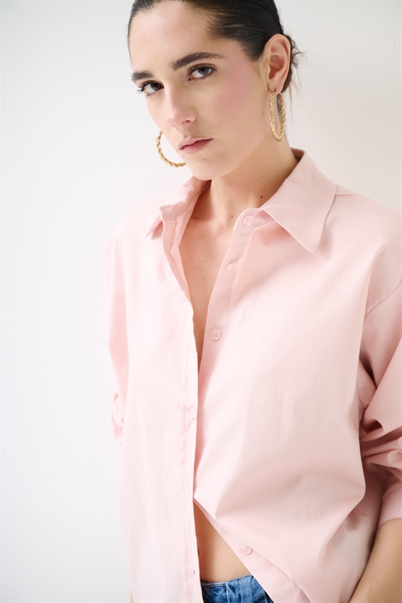 CAMICIA OVERSIZE POPELINE ROSA