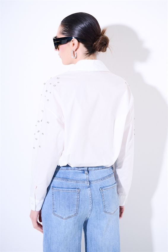 CAMICIA OVER CON CASTONI PANNA