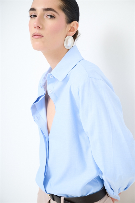 CAMICIA OXFORD OVERSIZE CELESTE