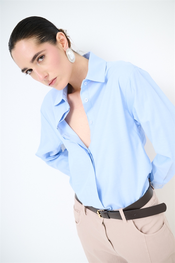 CAMICIA OXFORD OVERSIZE CELESTE