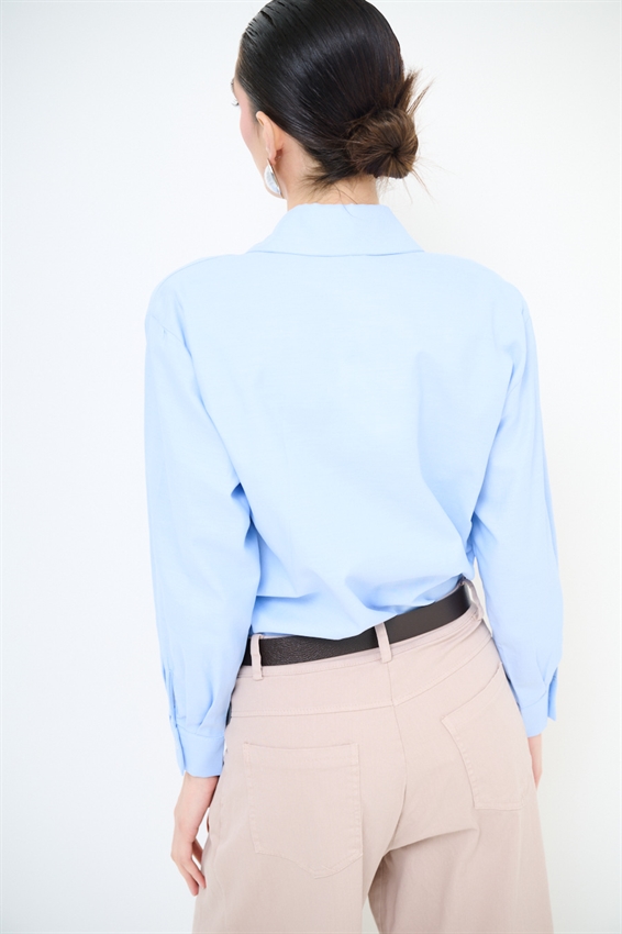 CAMICIA OXFORD OVERSIZE CELESTE