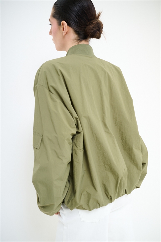 BOMBER PATCH CON DOPPIO CURSORE VERDE MILITARE