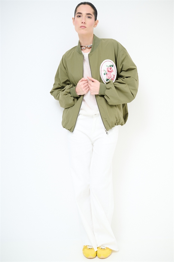 BOMBER PATCH CON DOPPIO CURSORE VERDE MILITARE