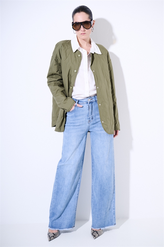 GIACCA TRAPUNTATA CON BOTT. AUTOMATICI VERDE MILITARE