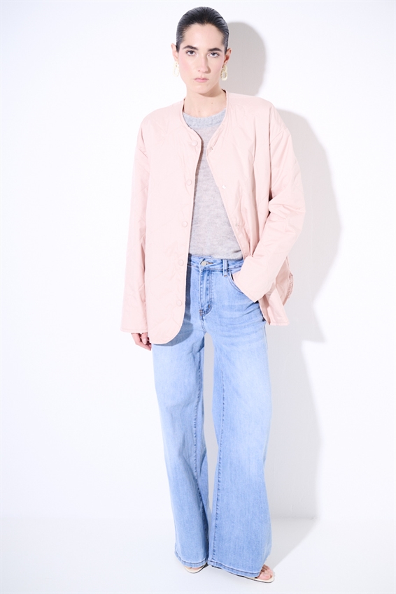 GIACCA TRAPUNTATA CON BOTT. AUTOMATICI ROSA