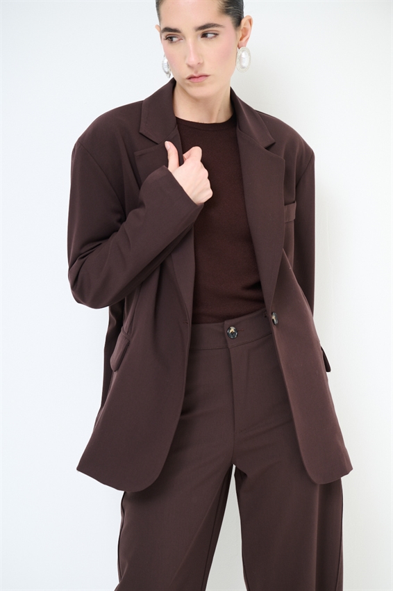 GIACCA OVER MONOPETTO CON TASCHE PATTINE MORO