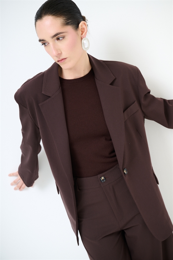 GIACCA OVER MONOPETTO CON TASCHE PATTINE MORO