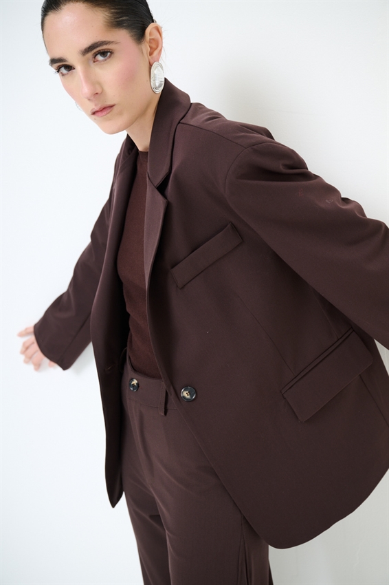 GIACCA OVER MONOPETTO CON TASCHE PATTINE MORO