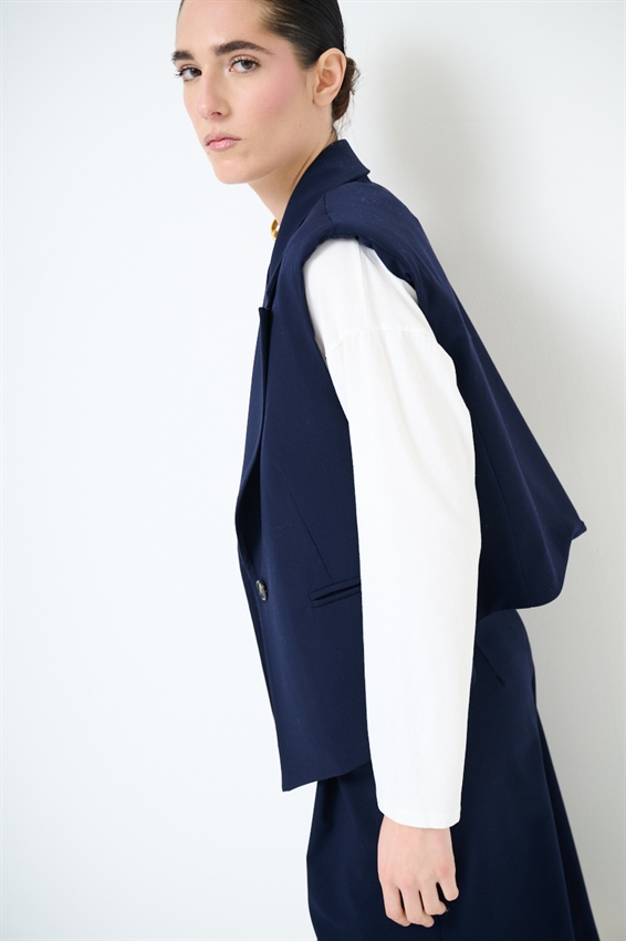 GILET CROP CON SPALLINE BLU