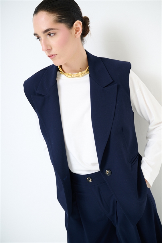 GILET CROP CON SPALLINE BLU