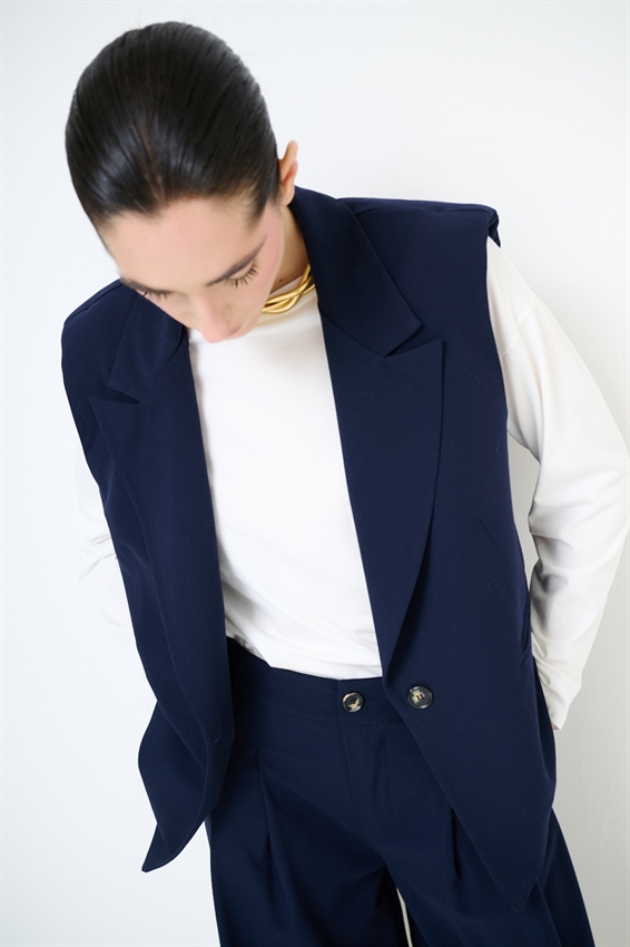 GILET CROP CON SPALLINE BLU