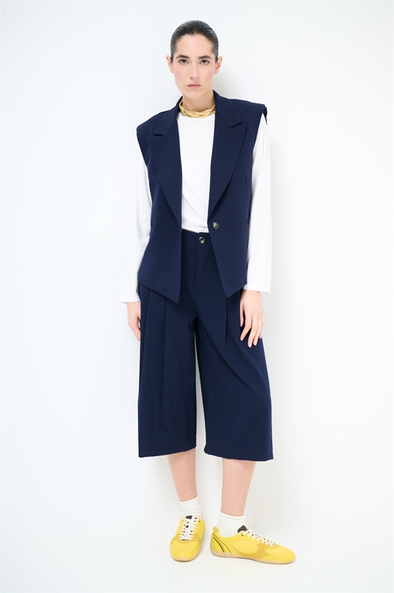 GILET CROP CON SPALLINE BLU