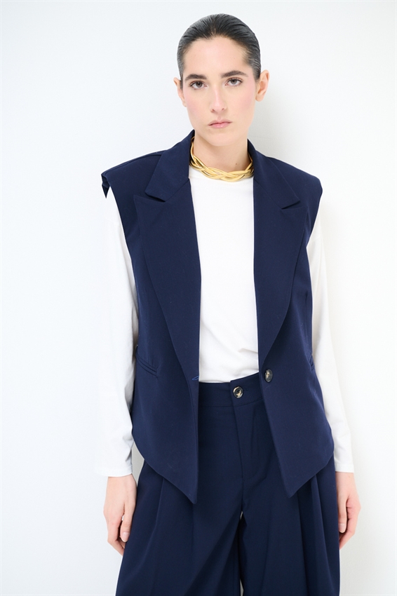 GILET CROP CON SPALLINE BLU