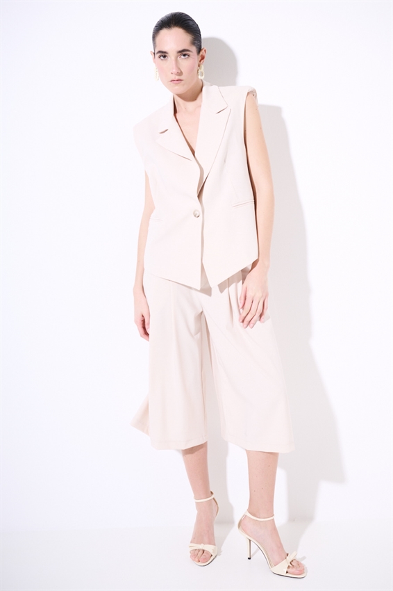 GILET CROP CON SPALLINE BURRO