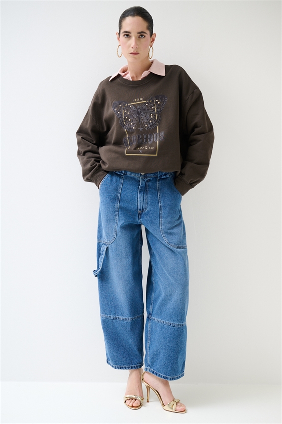 JEANS BARREL CON TASCHE DAVANTI BLU MEDIO