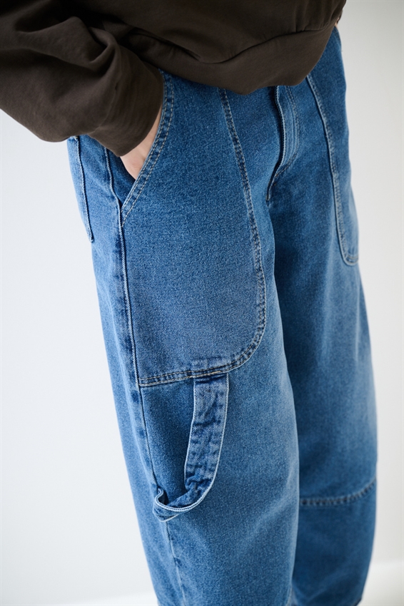 JEANS BARREL CON TASCHE DAVANTI BLU MEDIO