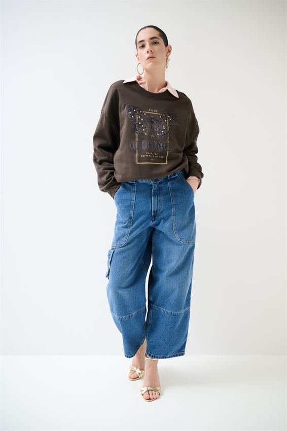 JEANS BARREL CON TASCHE DAVANTI BLU MEDIO