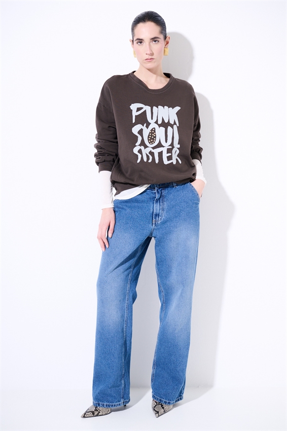 JEANS DRITTO A VITA ALTA BLU MEDIO