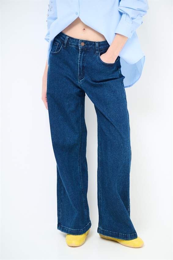 JEANS PALAZZO 5 TASCHE BLU SCURO