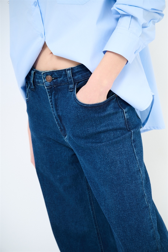 JEANS PALAZZO 5 TASCHE BLU SCURO