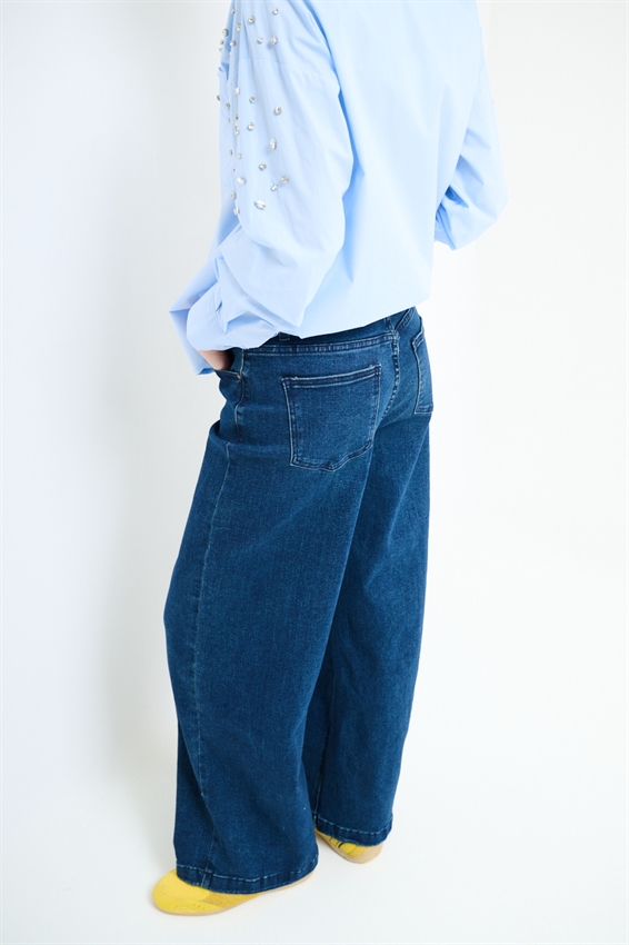 JEANS PALAZZO 5 TASCHE BLU SCURO