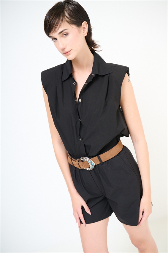CAMICIA SMANICATA CON SPALLINI