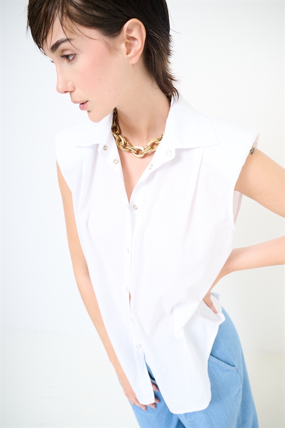 CAMICIA SMANICATA CON SPALLINI