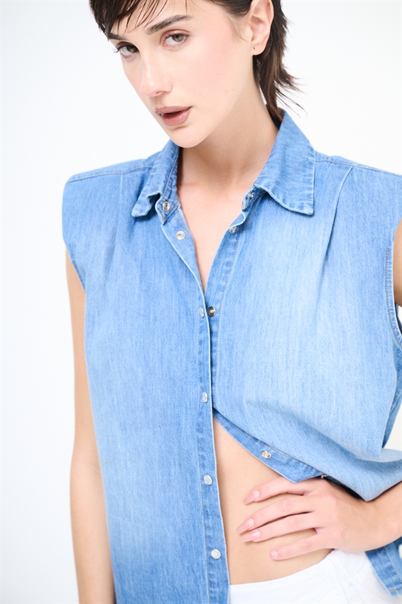 CAMICIA DENIM CON SPALLINI