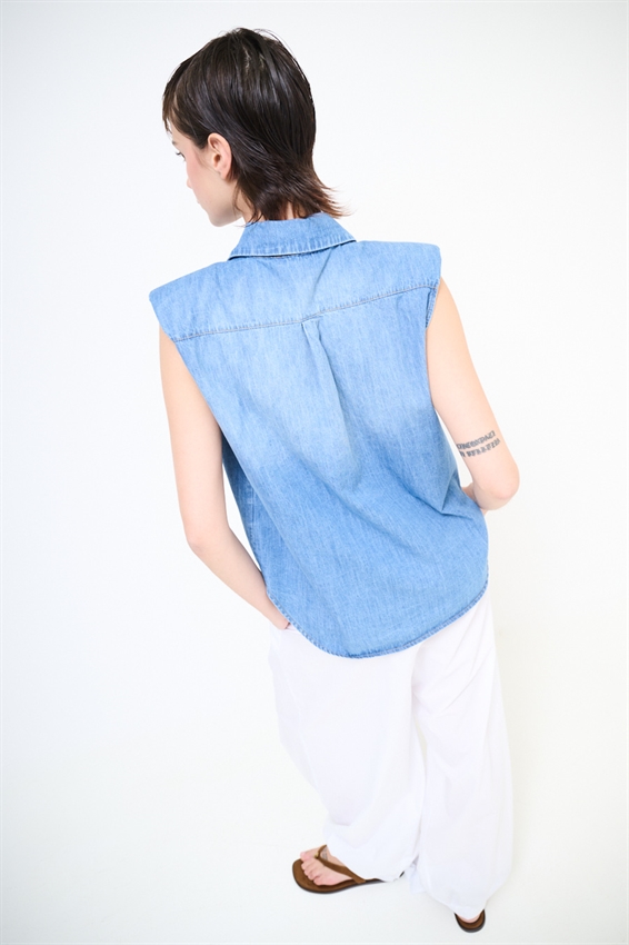 CAMICIA DENIM CON SPALLINI