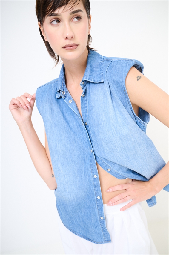 CAMICIA DENIM CON SPALLINI