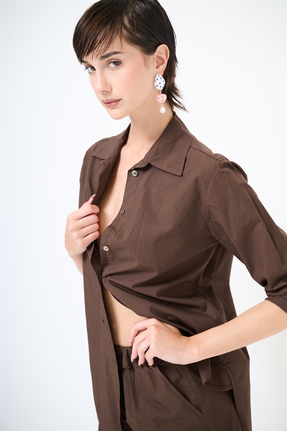 CAMICIA OVER IN TELA CON SPACCO DIETRO