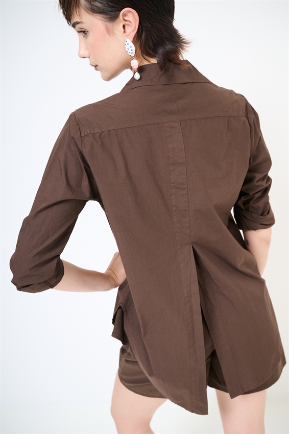 CAMICIA OVER IN TELA CON SPACCO DIETRO