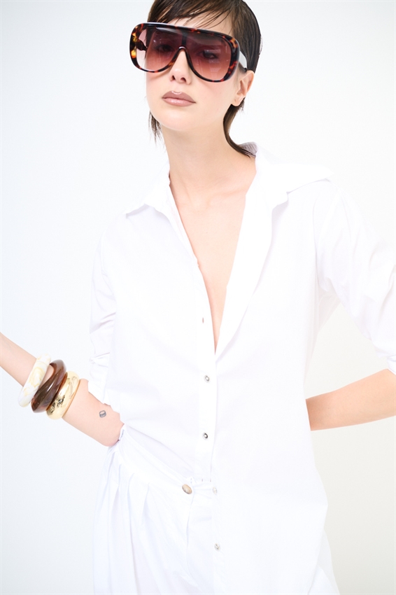 CAMICIA OVER IN TELA CON SPACCO DIETRO