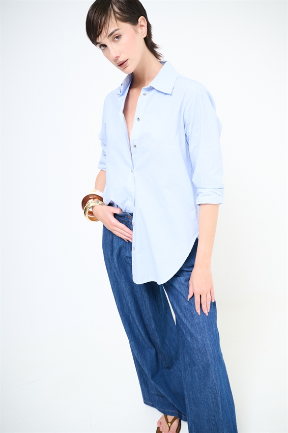 CAMICIA OVER IN TELA CON SPACCO DIETRO