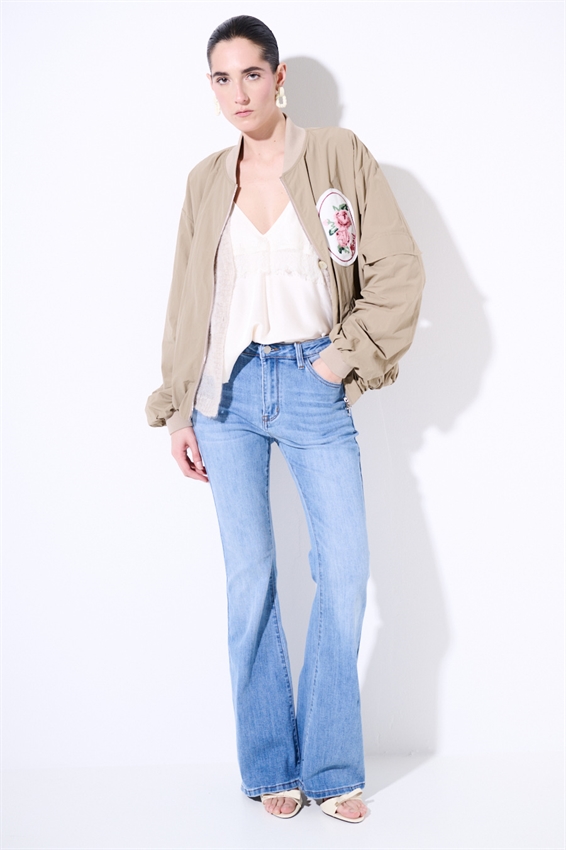 JEANS FLARE A 5 TASCHE BLU CHIARO