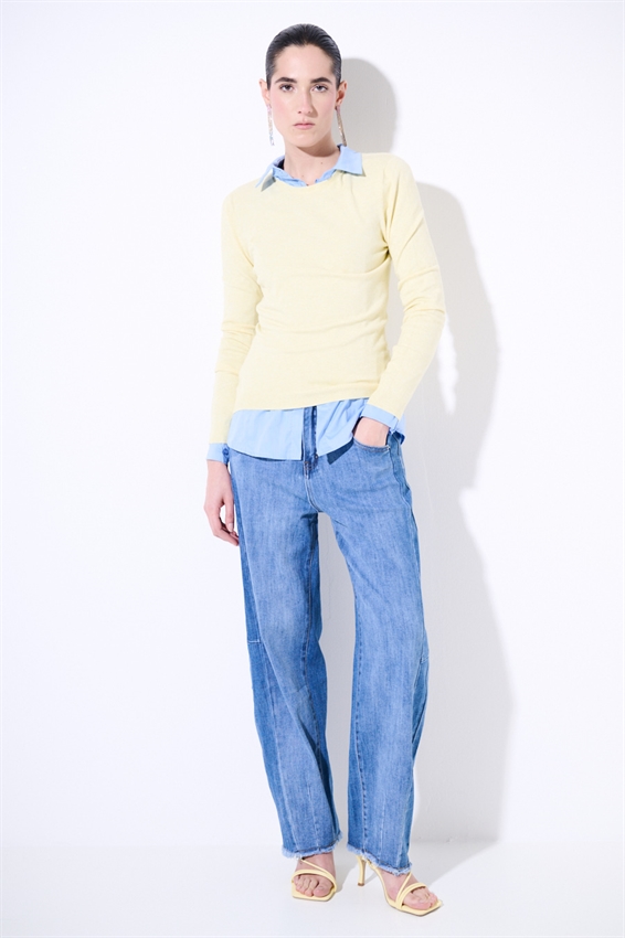 JEANS BARREL A VITA ALTA BLU MEDIO