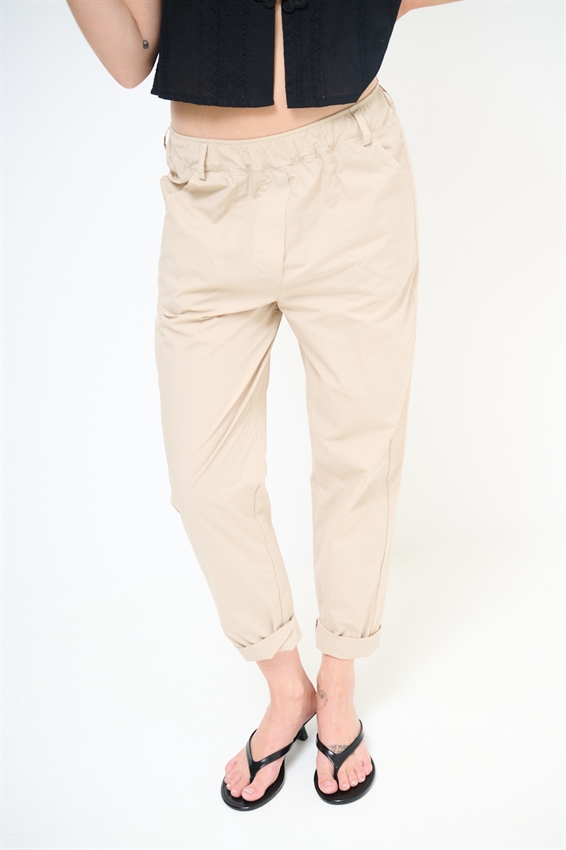 PANTA BASIC IN TELA CON TASCA DIETRO + CINTURA