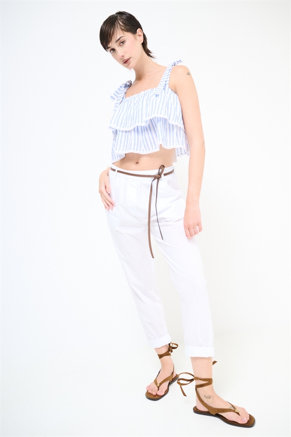 PANTA BASIC IN TELA CON TASCA DIETRO + CINTURA