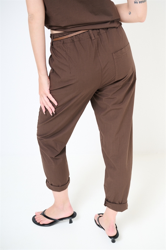 PANTA BASIC IN TELA CON TASCA DIETRO + CINTURA