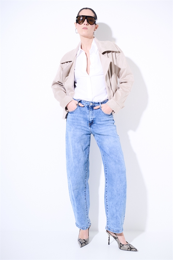 JEANS BALLOON MARMORIZZATO BLU MEDIO